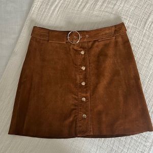 ZARA Front Button Suede Leather Skirt
